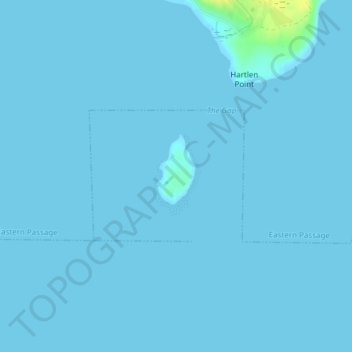 Topografische kaart Devils Island, hoogte, reliëf