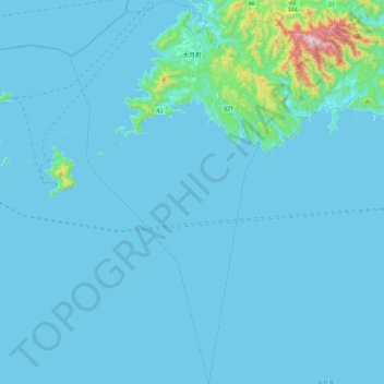 Topografische kaart Hata County, hoogte, reliëf