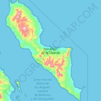 Topografische kaart Archangel Island, hoogte, reliëf
