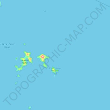 Topografische kaart Smith Islands National Park, hoogte, reliëf