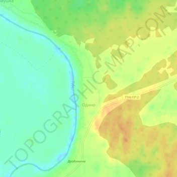 Topografische kaart Одино, hoogte, reliëf