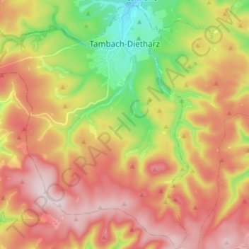 Topografische kaart Tambach-Dietharz, hoogte, reliëf