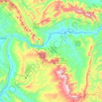 Topografische kaart Chazuta, hoogte, reliëf