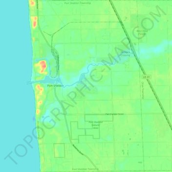 Topografische kaart Port Sheldon Township, hoogte, reliëf