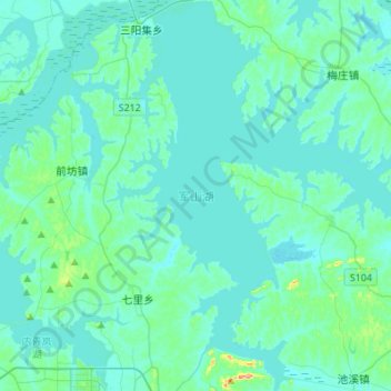 Topografische kaart 军山湖, hoogte, reliëf