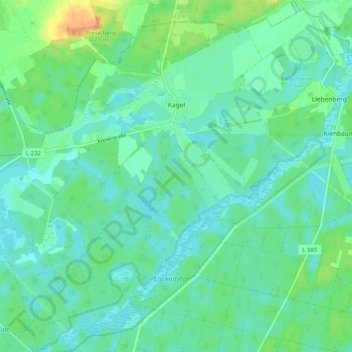 Topografische kaart Kagel, hoogte, reliëf