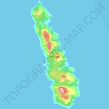 Topografische kaart Insel Hochland, hoogte, reliëf