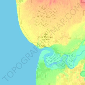 Topografische kaart Kenai, hoogte, reliëf
