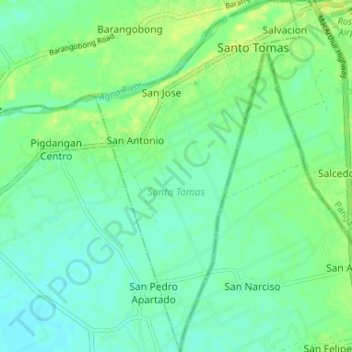 Topografische kaart Santo Tomas, hoogte, reliëf
