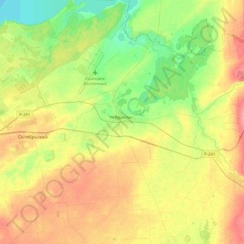 Topografische kaart Чердаклинское городское поселение, hoogte, reliëf