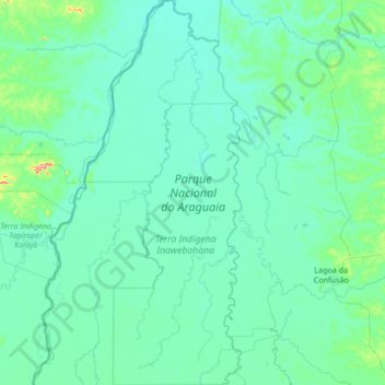 Topografische kaart Parque Nacional do Araguaia, hoogte, reliëf