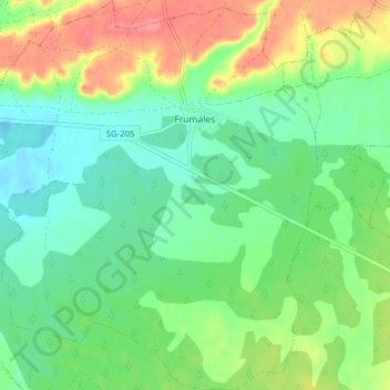 Topografische kaart Frumales, hoogte, reliëf