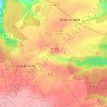 Topografische kaart Montaure, hoogte, reliëf