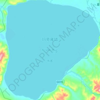 Topografische kaart Lake Manasarovar, hoogte, reliëf