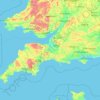 Topografische kaart South West England, hoogte, reliëf