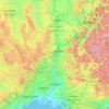 Topografische kaart Rhone, hoogte, reliëf
