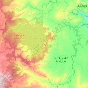 Topografische kaart Carolina del Príncipe, hoogte, reliëf