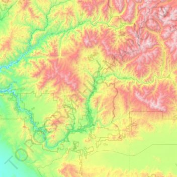 Topografische kaart South Fork Boise River, hoogte, reliëf