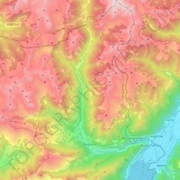Topografische kaart Bagolino, hoogte, reliëf