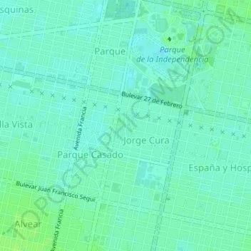 Topografische kaart Latinoámerica, hoogte, reliëf