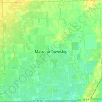 Topografische kaart Macomb Township, hoogte, reliëf