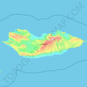 Topografische kaart Socotra (archipel), hoogte, reliëf