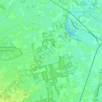 Topografische kaart Tonden, hoogte, reliëf