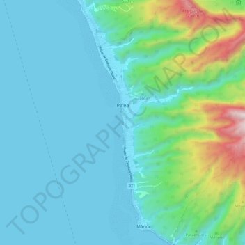 Topografische kaart Pāʻea, hoogte, reliëf