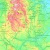 Topografische kaart Derbyshire, hoogte, reliëf