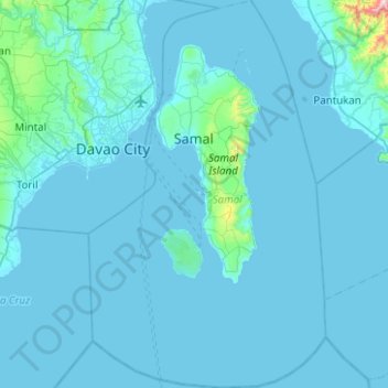 Topografische kaart Samal, hoogte, reliëf