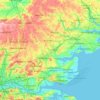 Topografische kaart Essex, hoogte, reliëf