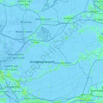 Topografische kaart Holländische Issel, hoogte, reliëf