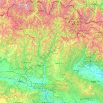Topografische kaart Mtscheta-Mtianeti, hoogte, reliëf