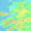 Topografische kaart County Kerry, hoogte, reliëf