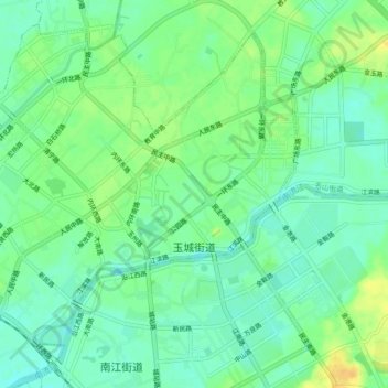 Topografische kaart Yucheng Subdistrict, hoogte, reliëf