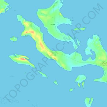 Topografische kaart Farasan Island, hoogte, reliëf