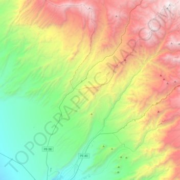 Topografische kaart Pachía, hoogte, reliëf