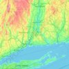Topografische kaart Connecticut, hoogte, reliëf
