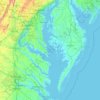 Topografische kaart Chesapeake Bay, hoogte, reliëf