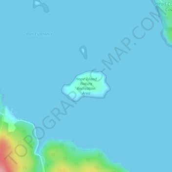 Topografische kaart Hope Island, hoogte, reliëf