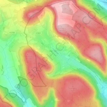 Topografische kaart Ippingen, hoogte, reliëf