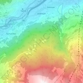 Topografische kaart Jovençan, hoogte, reliëf