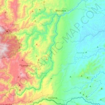 Topografische kaart Victoria, hoogte, reliëf