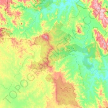 Topografische kaart Kalpowar, hoogte, reliëf