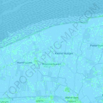 Topografische kaart Kloosterburen, hoogte, reliëf