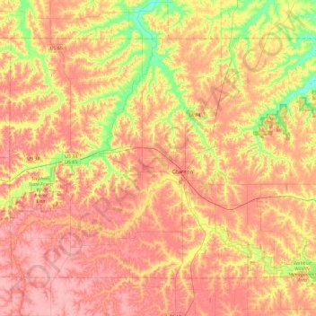 Topografische kaart Lucas County, hoogte, reliëf