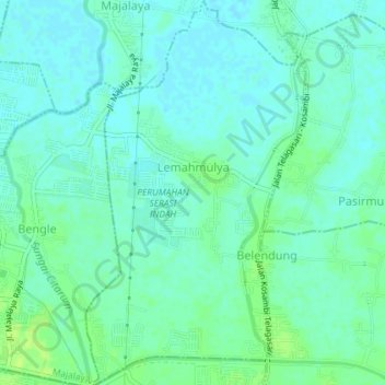 Topografische kaart Lemahmulya, hoogte, reliëf