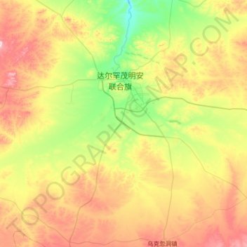 Topografische kaart Bailingmiao, hoogte, reliëf