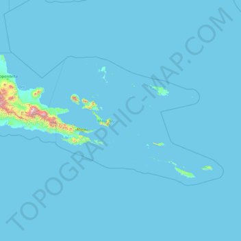 Topografische kaart Milne-Bucht, hoogte, reliëf