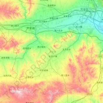 Topografische kaart Huai'an County, hoogte, reliëf